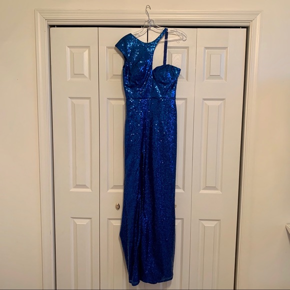 Royal Blue Sparkly Prom Dress - Picture 3 of 8